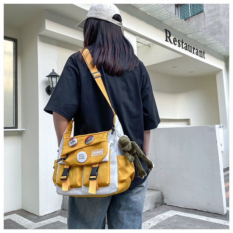 Korean ins fashion single-shoulder crossbody bag, trendy brand color sports bag, middle and high school schoolbag, college student class backpack undefined