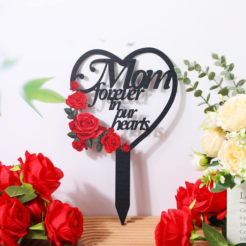 New Unittype Mom Memorial Cemetery Marker Heart Shape Pile Sympathy Cemetery Sign Pile Metal Crafts Decoration