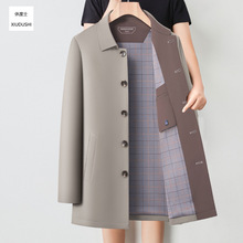 中长款风衣外套男2025新款中年爸爸装翻领单排扣夹克商务休闲外衣