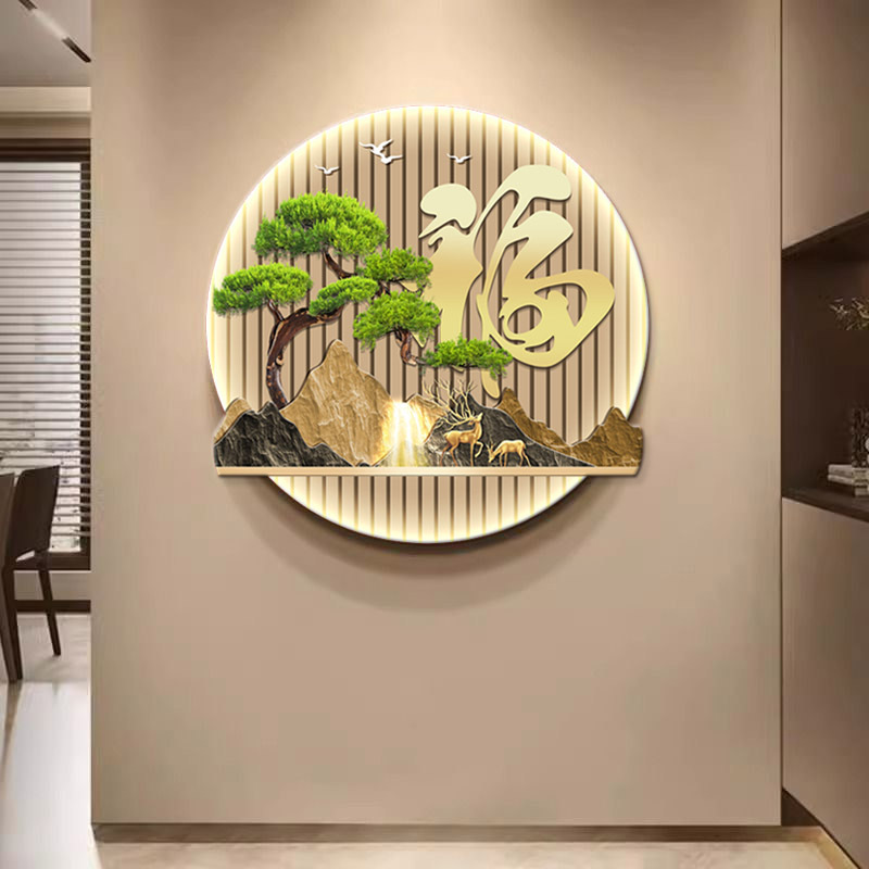New Chinese-Style Entrance Hall Decorative Painting, Flowing Water Brings Wealth, Landscape Painting, Attracts Wealth and Welcomes Guests, Pine Aisle Decorative Hanging Painting