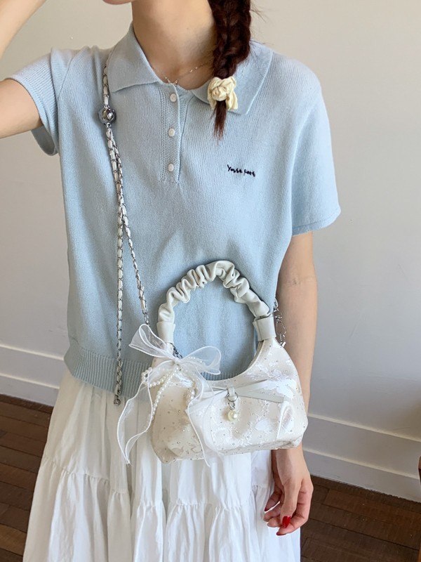 手提包包女2025夏季新款小众设计链条斜挎包褶皱饺子包上班小拎包|undefined