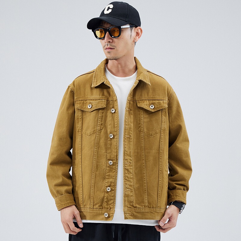 5020 | Plus size men's autumn and winter new heavy-duty washed Denim jacket men's loose all-match cotton Denim jacket