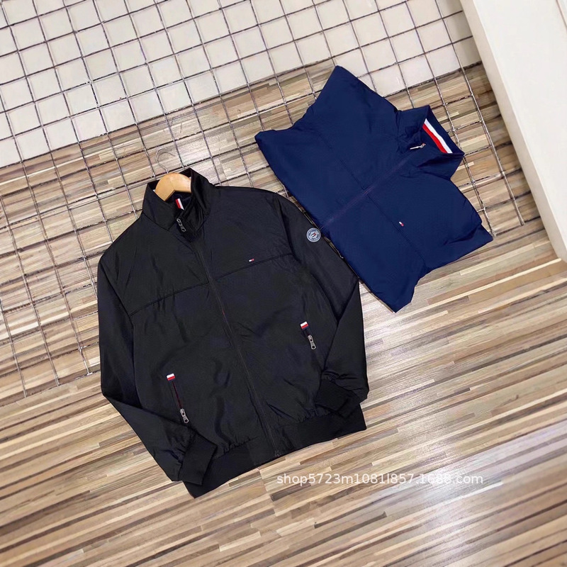 Dropshipping Tommy Tommy Three-Color Striped High-Quality Men's Stand Collar Embroidered Jacket for Youth