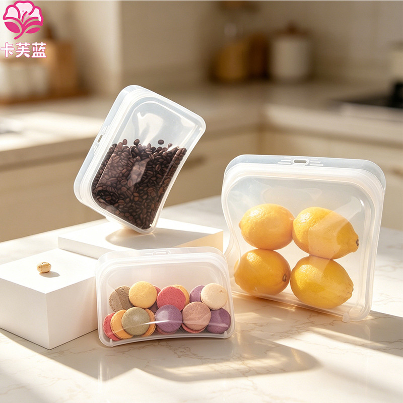 Factory Direct Sales Silicone Fresh-Keeping Bag Reusable Food-Grade Self-Sealing Storage Bag Heat-Sealed Food Bag
