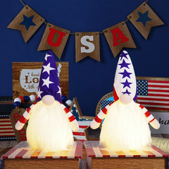 跨境美國獨立日發光無臉娃娃可愛魯道夫公仔發光侏儒老人裝飾用品