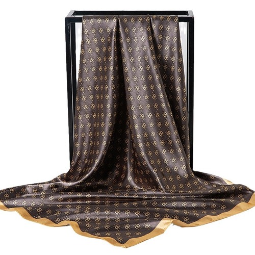 Satin imitation silk scarf autumn and winter new artistic pattern large square scarf extra large super soft women's scarf wholesale