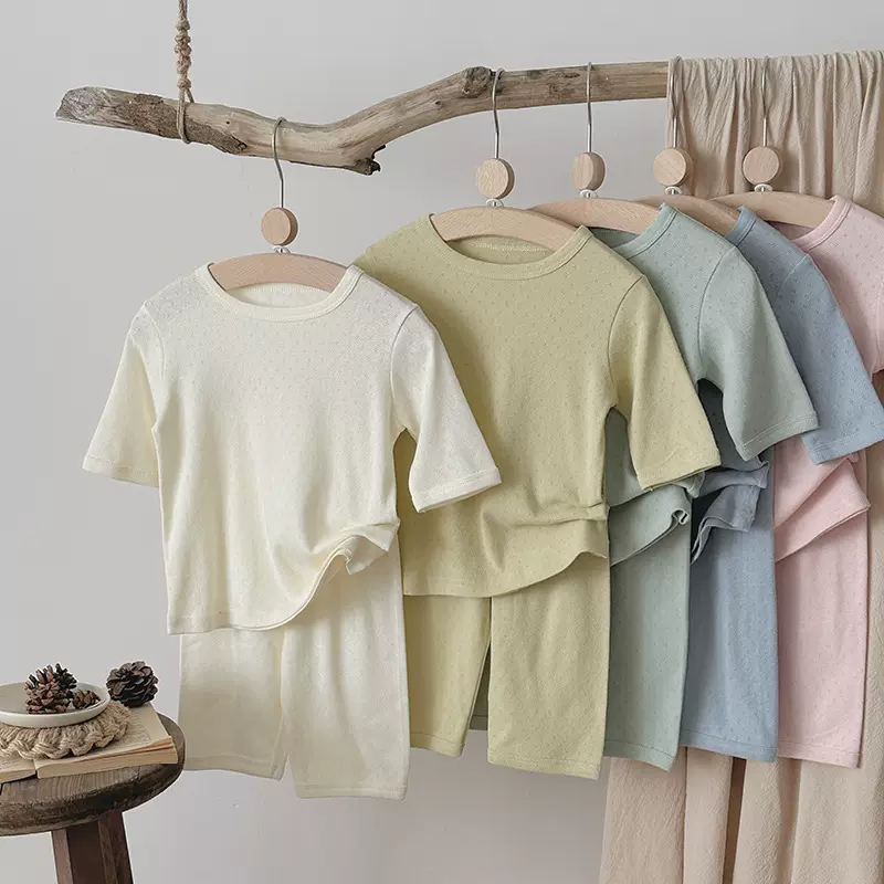 韩国儿童睡衣纯棉a类七分儿童空调服宝宝家居服男女童睡衣套装