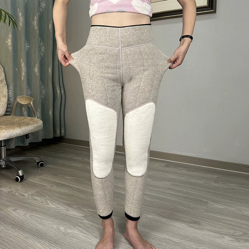 Aонolan Wool Winter Trousers with Warm Knee Pads, Soft Fleece-Lined High-Waist Leggings for Mothers, Plus Size