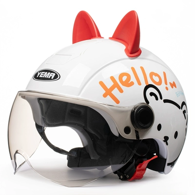 and Women's Four Seasons Universal Motosiklet dəbilqələri - one-size-fits-all-white-cat-red-ear-w-comes-with-warm-ear-protection-removable