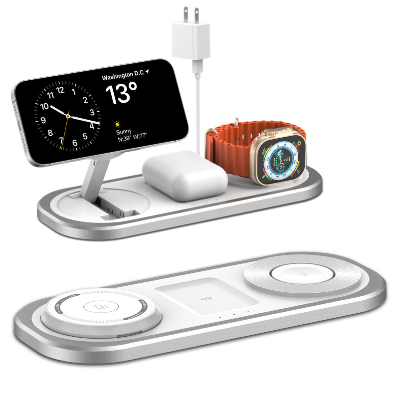 新しい折りたたみ式スリーインワンワイヤレス充電器携帯電話ワイヤレス高速充電スタンド時計ヘッドフォン充電器|undefined