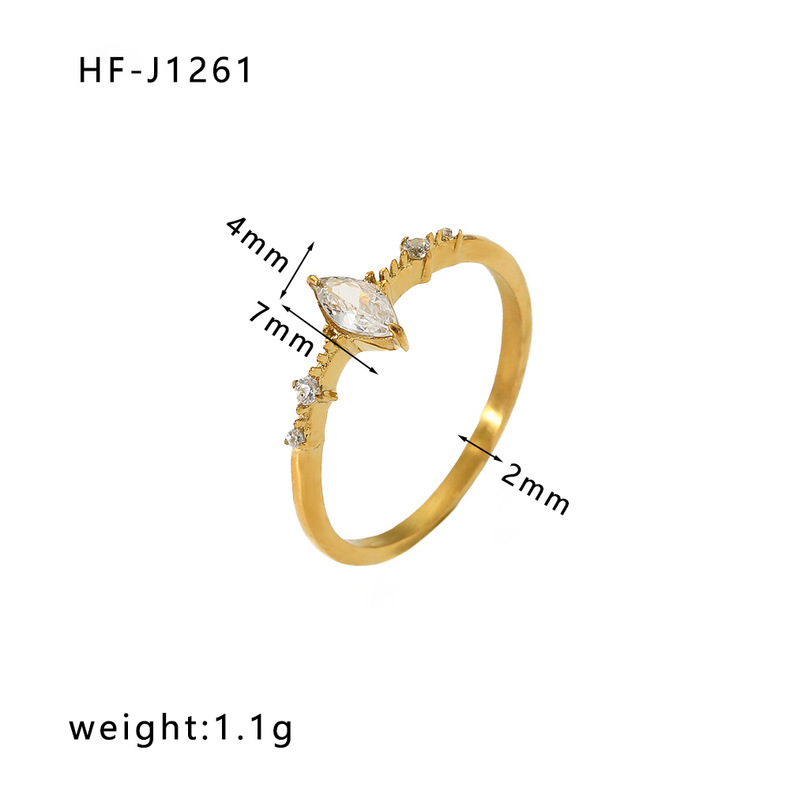 4g Weight 0.03µm Gold Plating Thickness PVD Coated Gold Plating Process 18K Real Gold Plated Plating Material Zircon Inlay Material PVD Coated 18K Gold Real Gold Plated Solid Color Stainless Steel Simple Style Waterproof Non Tarnish Rings