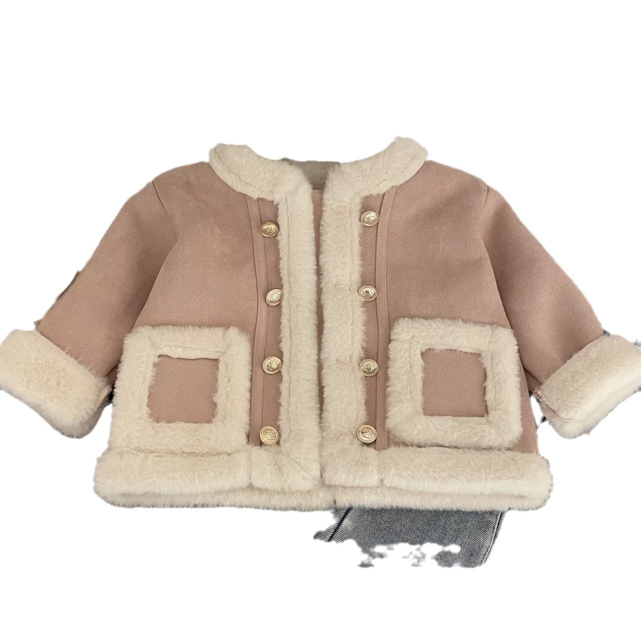Estrella DE LOS NIÑOS ronda niñas abrigo de piel Otoño e Invierno estilo coreano estilo occidental abrigo bebé invierno engrosada superior