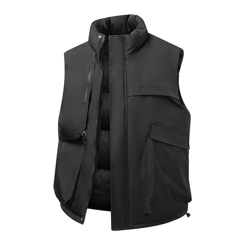 New thickened warm stand-up collar men's casual loose solid color versatile autumn and winter sleeveless vest fashion