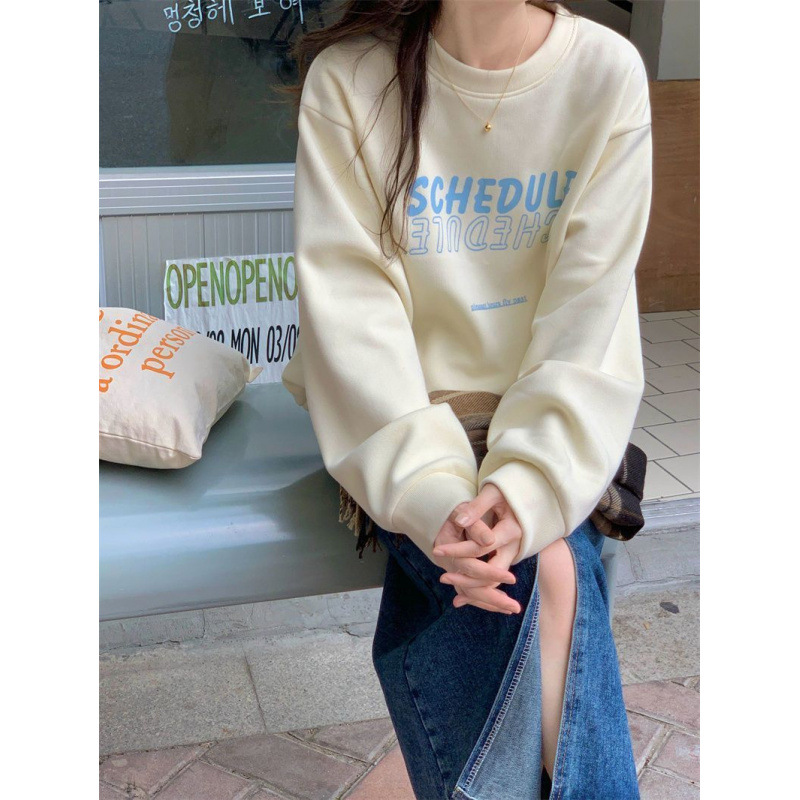(2개) 새로운 가을과 겨울 심플한 라운드넥 스웨터 여성 플러스 벨벳 홍콩 스타일 슈퍼 핫 패션 인 트렌드 재킷 얇은 상의 옷