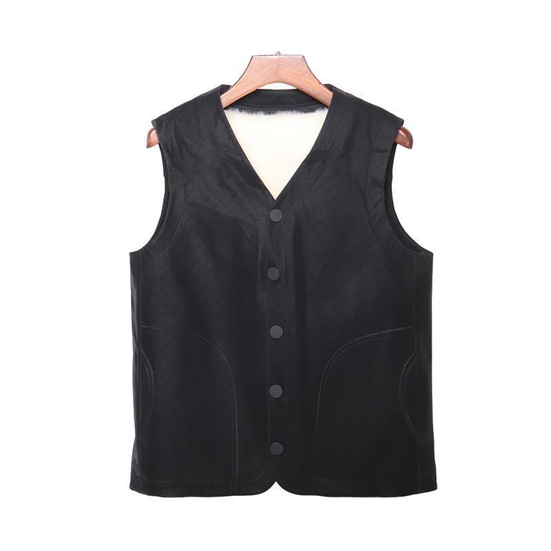 Suede Goatskin Vest for Middle-Aged and Elderly Men, Winter Thickeneded Warm Wool Vest, Cashmere Vest, Short Style