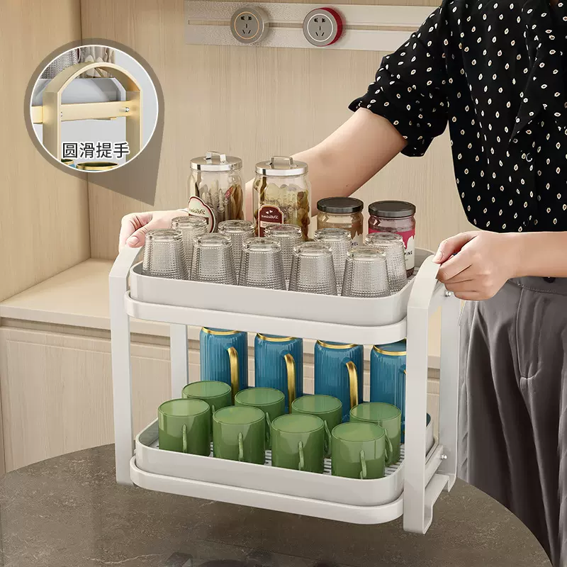 杯子收纳置物架双层水杯架子家用客厅桌面咖啡茶杯茶具托盘沥水架