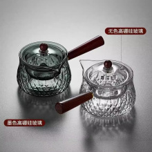 高硼硅侧把玻璃茶壶家用功夫茶具耐热茶水分离木把过滤烧水泡茶壶