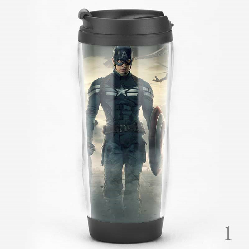 Equipo de EE. UU. Película de superhéroes que rodea al Capitán América Regalos Recuerdos de los fanáticos Taza de agua Taza de café con tapa