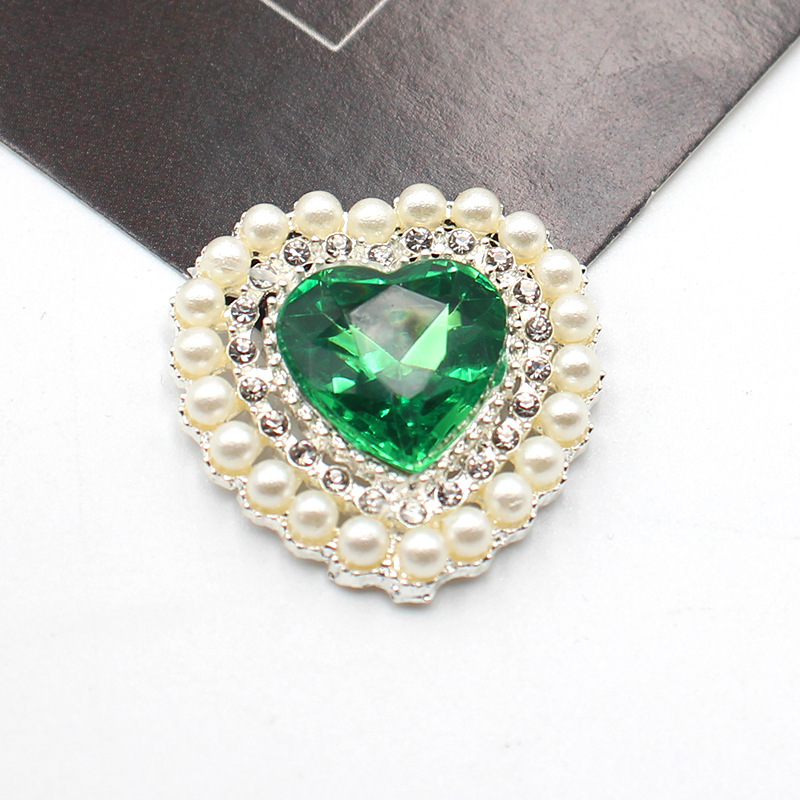 27mm銀色桃心真珠花盤合金部品diy髪飾り花盤ドリル頭飾りアクセサリー部品