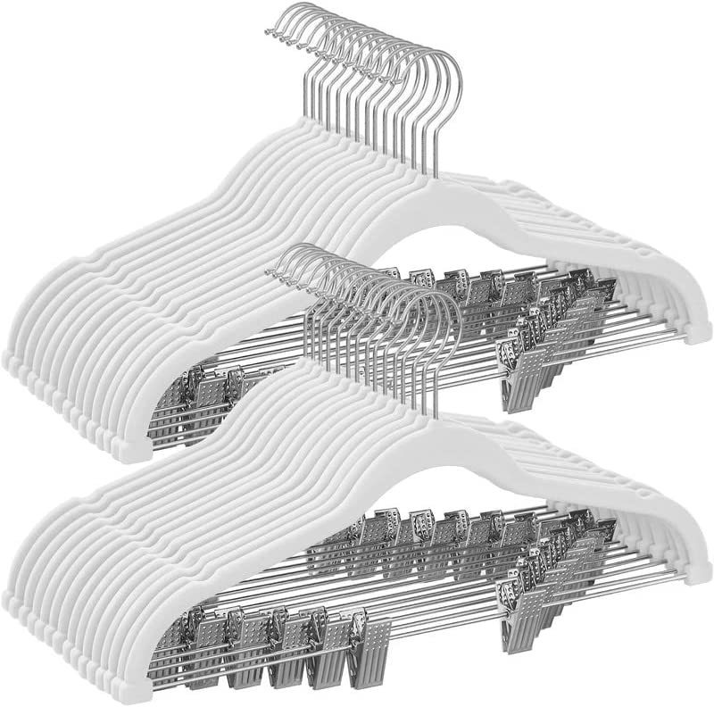 percha de ropa con clip de flocado percha de pantalones percha de ropa antideslizante para ahorrar espacio percha de ropa tienda de ropa trajes chaqueta de ropa