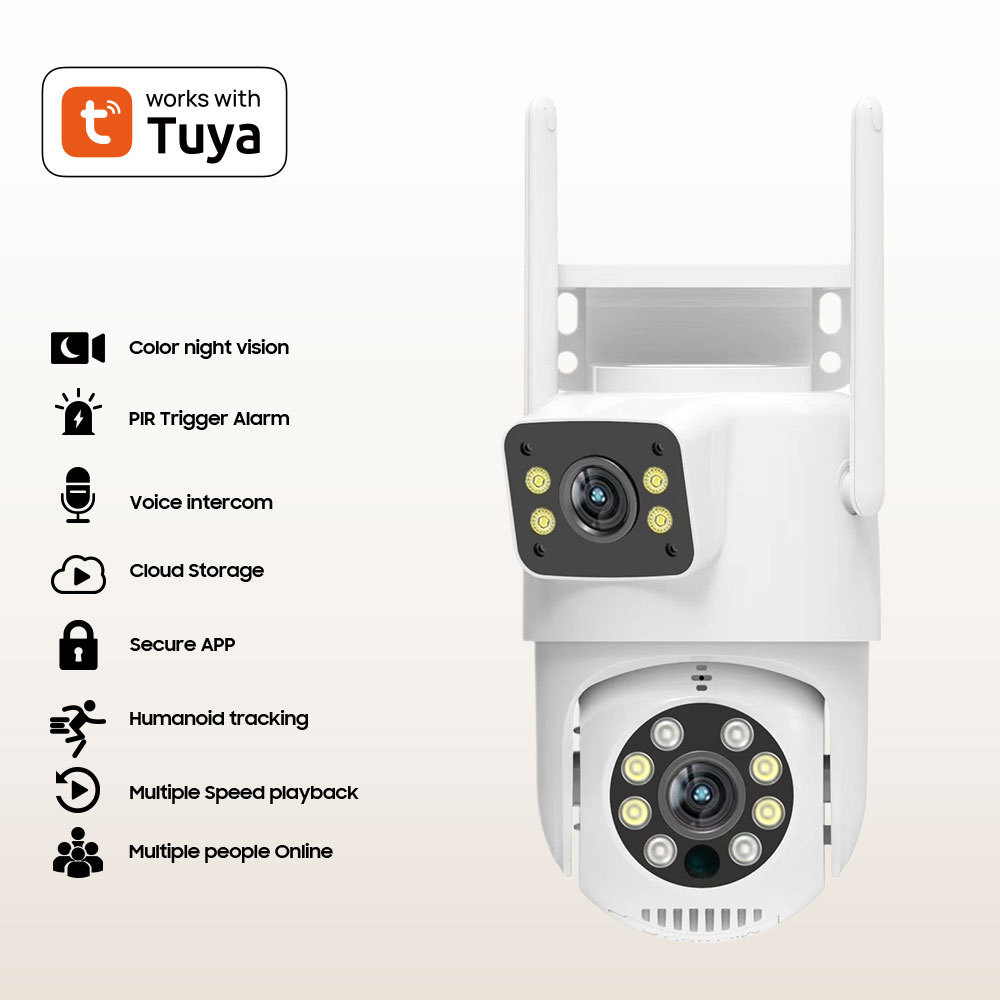 跨境涂鸦Tuya枪球监控摄像头夜视高清室外无线WiFi远程对讲监控器