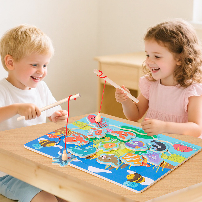 Juegos de pesca magnética divertidos juguetes multi-estilo tema marino para bebés puzzle educación temprana iluminación cognitiva