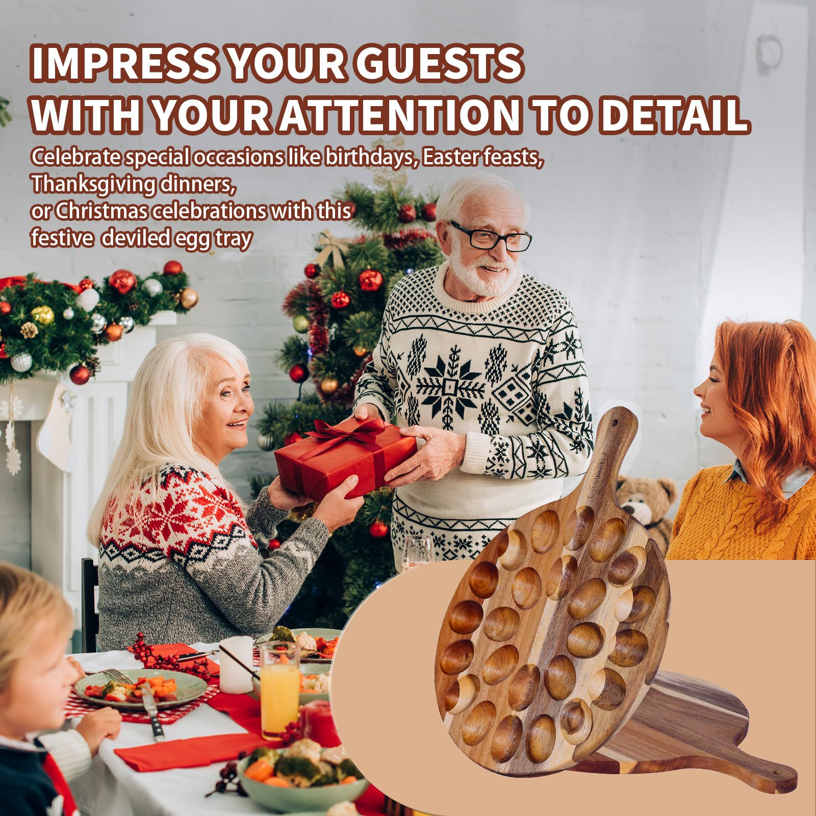 Tray de huevos de madera transfronteriza bandeja de huevos del diablo cocina huevos de patos huevos de madera sólida bandeja de exhibición de doble cara disponible