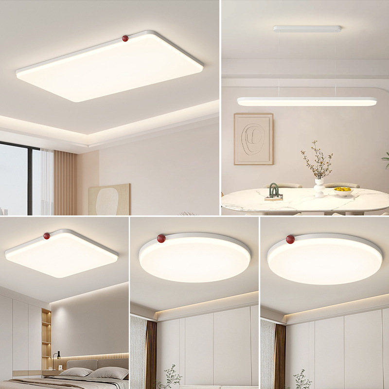 Lámpara principal de sala de estar de estilo crema 2025 nueva lámpara Zhongshan moderna y simple paquete de toda la casa lámpara de techo de protección ocular combinada