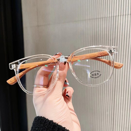 Qianai's new TR90 anti-blue light glasses Korean version retro wood grain leg square frame can be equipped with prescription plain eyeglass frames