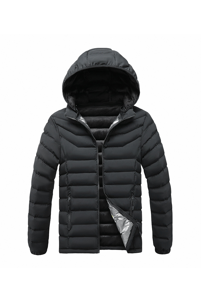 Rib Suit Cotton-padded Coat Men's Graphene Removable Cap Casual Thickened Top Jacket_voghion.com
