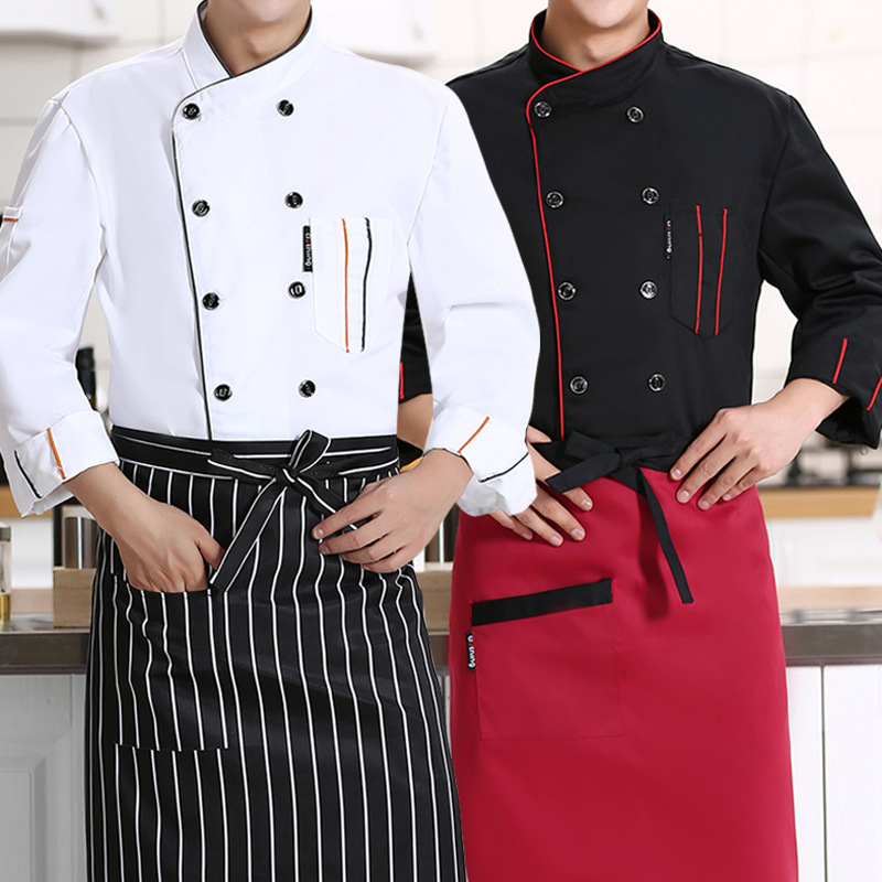 Ropa de chef, ropa de otoño e invierno de manga larga, hombres y mujeres, cocina, pastelería, pastelería, ropa de trabajo, tienda de postres, panadería