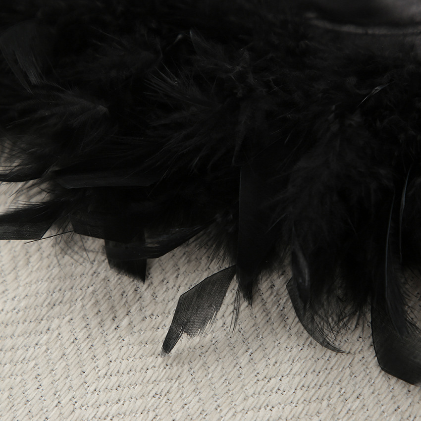 2024 Herbst Schwarz Tintin Gespleißt Feder Nachtwäsche Zwei Stück Set Lose Langarm Hosen frauen Hause Kleidung_voghion.com