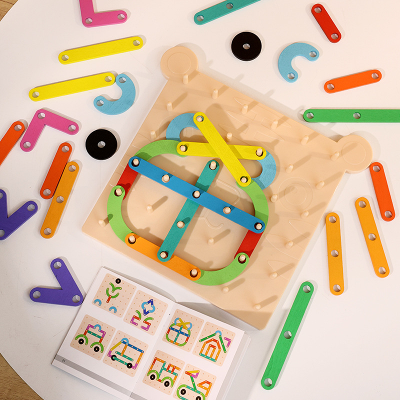 Cross-Border Children's Two-Player Battle Game Montessori Versatile Pegboard Shape Matching Puzzle Wooden Toy