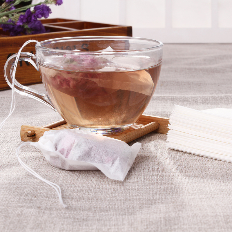 100个滤纸白色7*9cm抽线茶包袋 一次性过滤袋纸袋抽绳泡茶袋