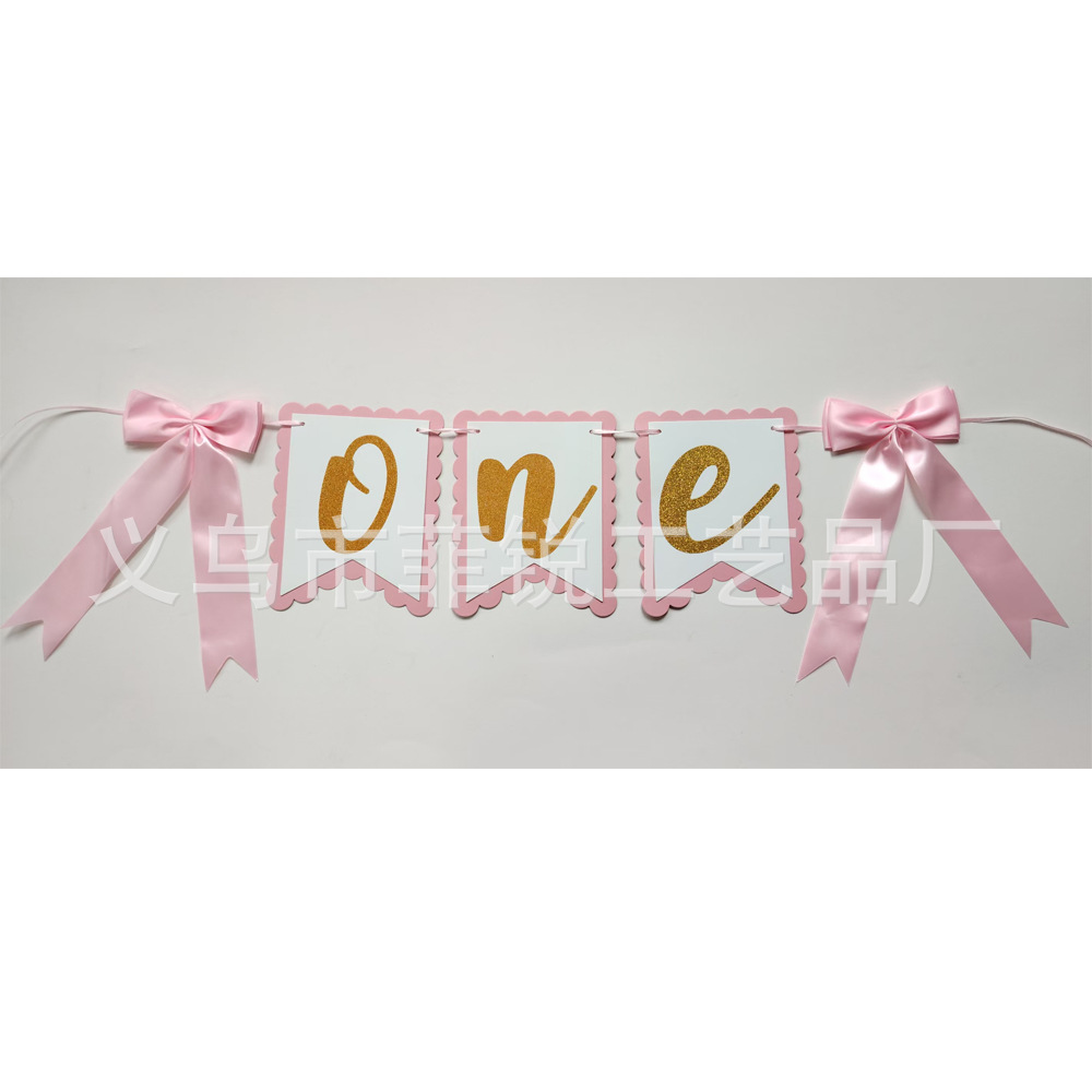 Guirnalda de Feliz Cumpleaños, Lazo Decorativo, Adorno para Pastel de Primer Cumpleaños, Bandera para Silla de Comedor, Corona, Gorro de Cumpleaños