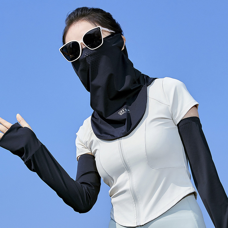Máscara de protección solar de seda de hielo para hombres y mujeres con capucha de ciclismo ultravioleta en toda la cara, cuello, máscara, velo, máscara facial para conducir