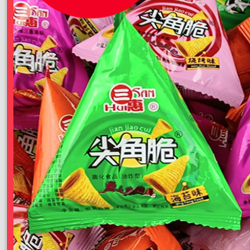 爆款超值100包 虎牙尖角脆休闲小袋装棋牌室小零食一整箱便宜10包|undefined