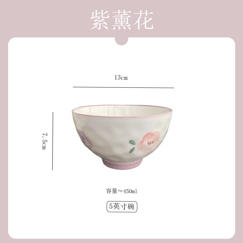 Tazón de cerámica púrpura y traje de plato Hogar Japonés nuevo tazón y plato vajilla fresca inauguración de la casa nuevo tazón de plato y palillos traje