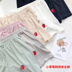New Home Fashion Strawberry Ice Silk Safety Pants for Women Summer Anti-Slip No Roll Edge Plus Size Three Quarter Safety Underpants Japanese Style