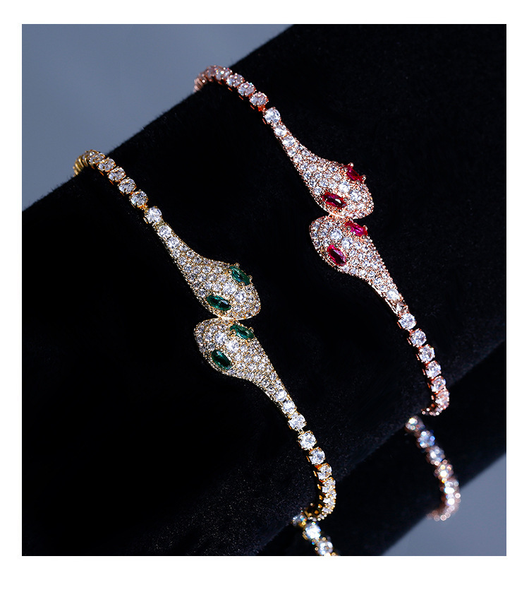 Exquisite Snake Zircon Beaded Bracelet For Women Adjustable_voghion.com