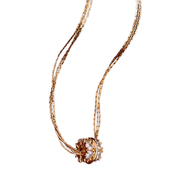 Collar colgante de círculo de circón multicapa de galvanoplastia de oro real 2025 nuevo producto cadena de clavícula moda diseño exquisito sentido de la joyería