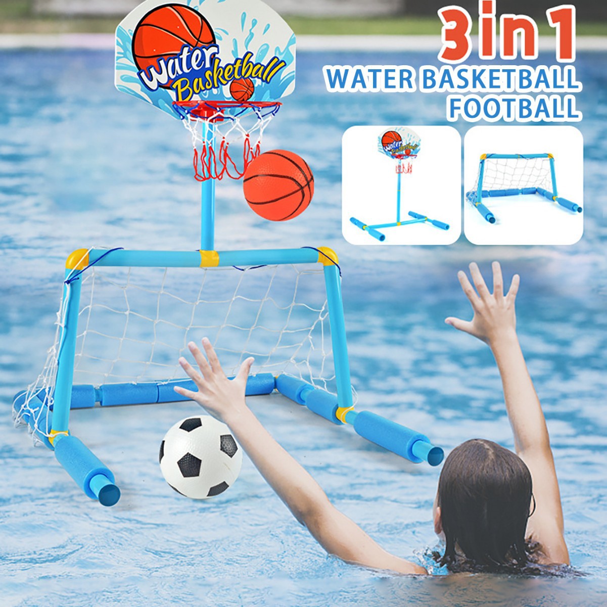 Children's Water Basketball Frame, Football Goal, Two-In-One Swimming Pool, Water Polo, Water Shooting, Parent-Child Interactive Water Game