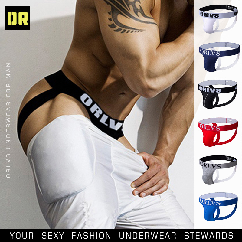 Orlvs Low-Waist Underwear Cotton Men's Thong Sexy Trendyy Double Thong Gay One Piece Drop Shipping Or131