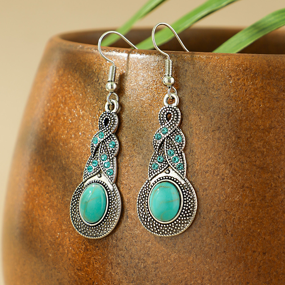 9g Weight Alloy Ear Needle Material Drop Earrings Classification 1 Pair Quantity Holiday, Daily Occasion Alloy Material Geometric Pattern All Seasons Season Women's Gender Polished Finish Plating Design Retro, Ethnic Style Style 1 Pair Retro Ethnic Style Geometric Plating Alloy Drop Earrings 1