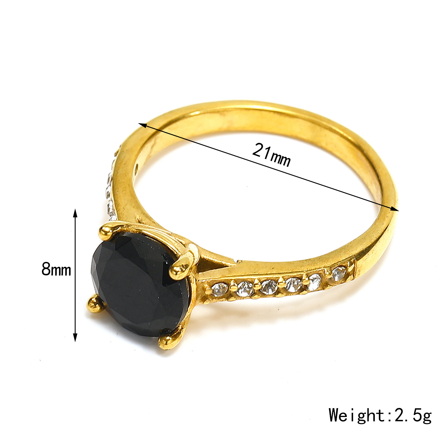 Simple Style Round Titanium Steel Plating Inlay Zircon Rings 1 Piece display picture 1