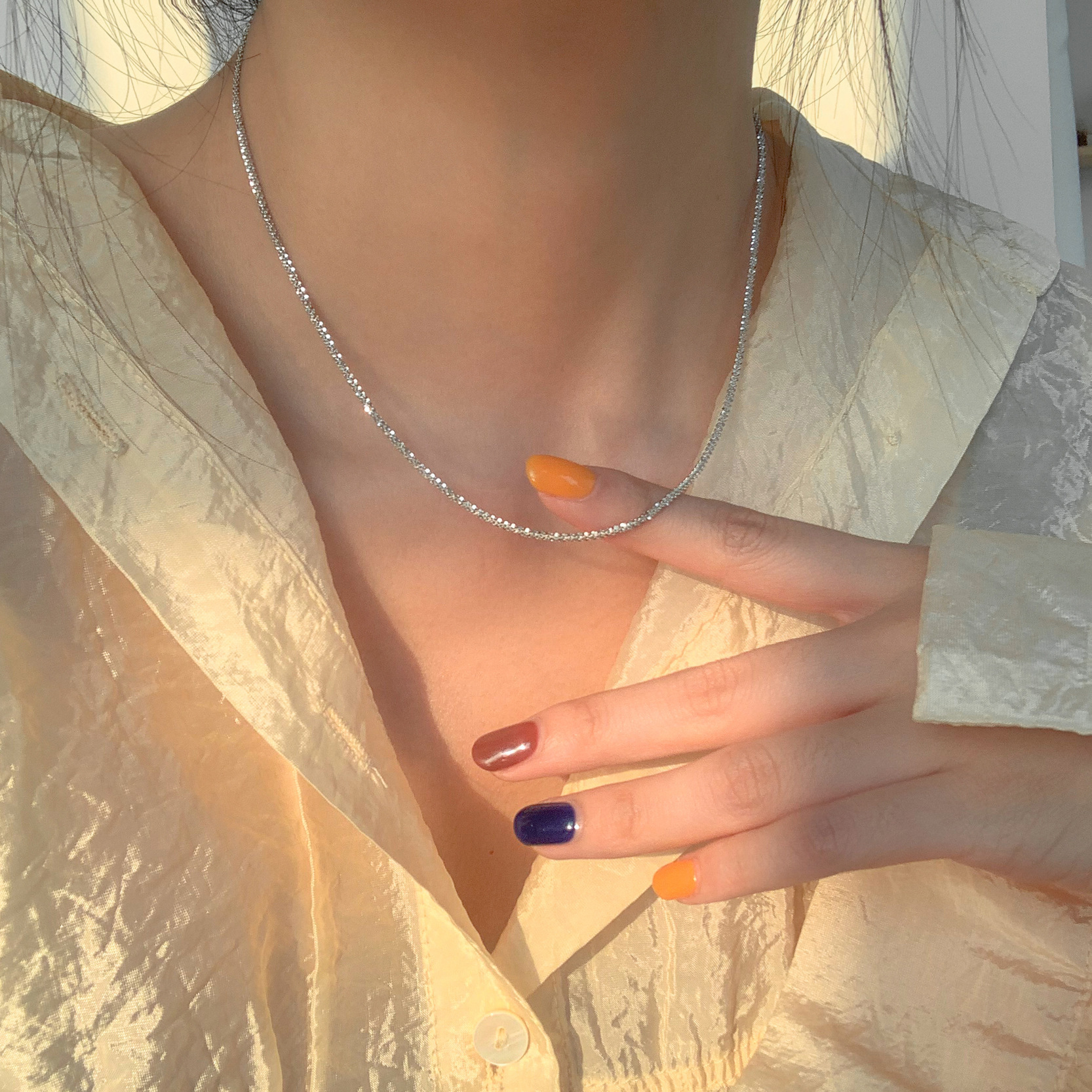 Cielo estrellado nicho 925 tobillos de plata brillante personalidad femenina simple ins frío estilo sexy Mori pie joyería