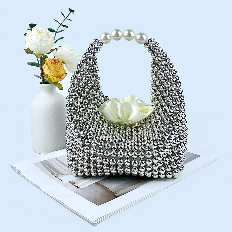 412g Weight Polyester Lining Material Beading Fashion Element String Closure Type Top Handle Strap Type Bucket Bag Bags Type Daily, Street, Shopping Occasion Plastic Material New Year Festival Solid Color Pattern All Seasons Season Women's Gender Elegant, Streetwear Style Pillow Shape Shape Small Size Women's Small Plastic Solid Color Elegant Streetwear Beading Pillow Shape String Bucket Bag 8