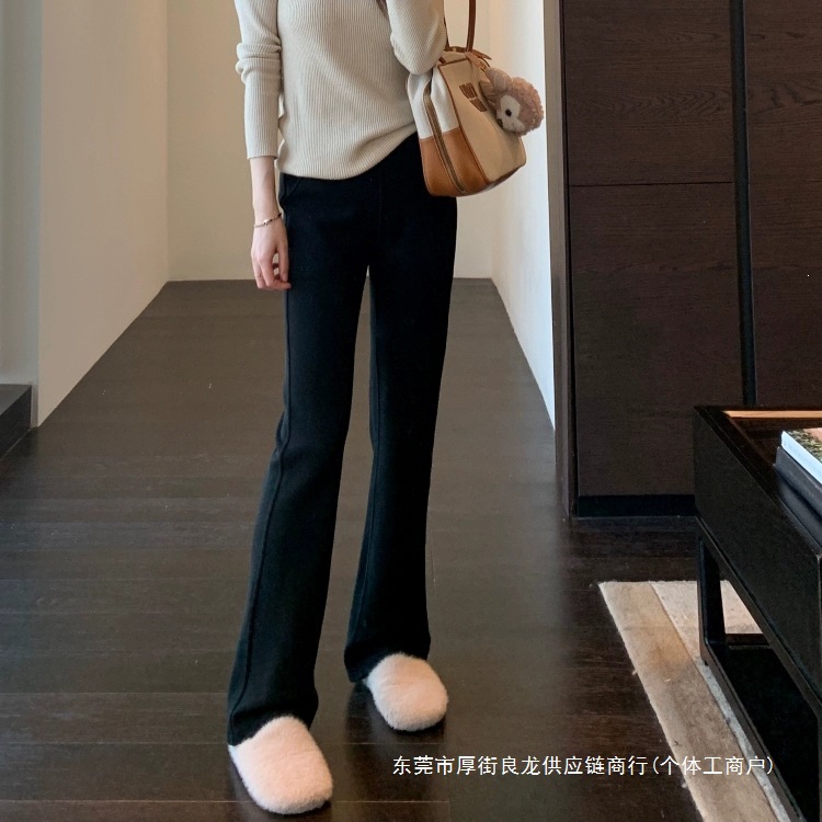 显腿长～小黑裤高腰显瘦马体裤微喇裤女春季新款欧美其他