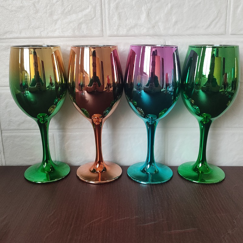 创意电镀工艺品离子镀描金金线香槟杯钠钙玻璃酒杯无铅高脚红酒杯