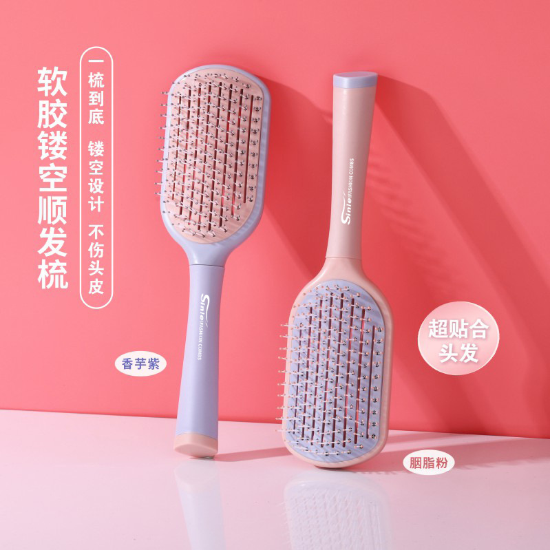 Hueco costilla masaje peine de las mujeres mullido estilo del pelo alto cráneo superior larga recta Pelo Rizado peine cojín de aire airbag peine